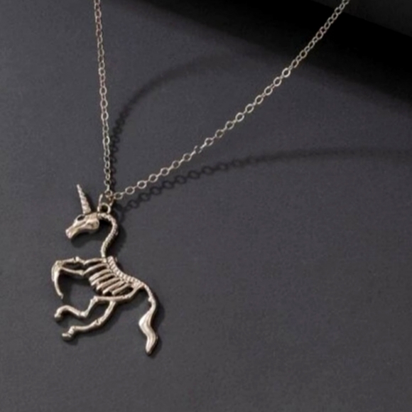None Jewelry - Pale Horse Skeleton Unicorn Horse Necklace Spooky Season Approved!